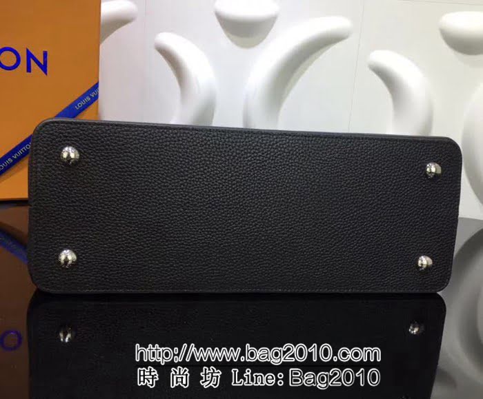路易威登LV頂級原單M48869黑色經典Capucines中號牛皮手提斜挎包 YDH1693